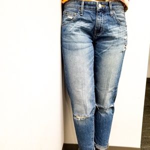 Distressed boyfriend jeans
